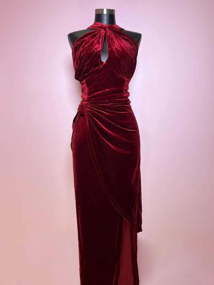 BACKLOT NON DAMAGED - Golden Era Gown in Burgundy Velvet