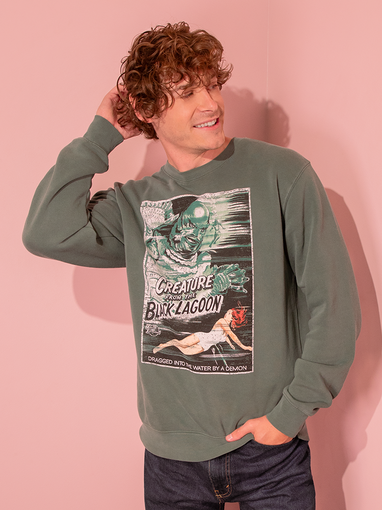 PRE-ORDER - Universal Monsters: Creature from the Black Lagoon Movie Poster Sweatshirt in Vintage Green (unisex)
