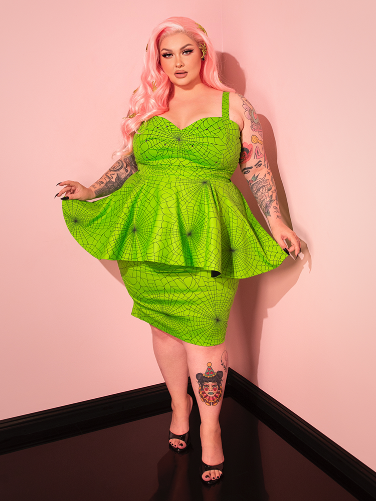 Exude vintage elegance with the Glamour Girl Dress in Slime, featuring a bold hue that’s perfect for a glamorous, retro-inspired look.