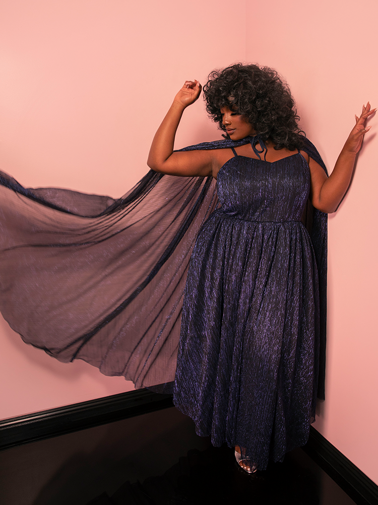 LABYRINTH™ Jareth Gown With Matching Cape in Midnight Blue