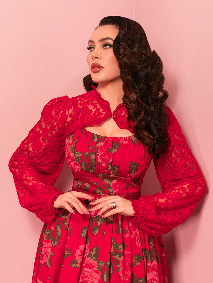 Vintage Lace Bolero in Classic Red - Vixen by Micheline Pitt