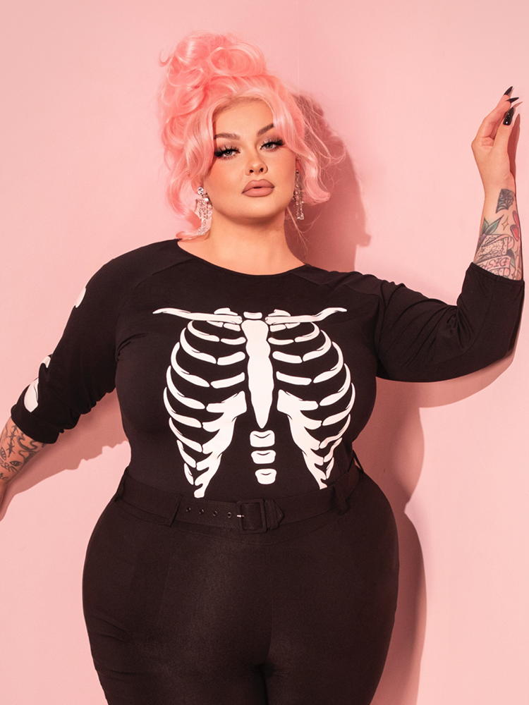 Wild Ways Top in Glow in the Dark Skeleton Print - Vixen by Micheline Pitt