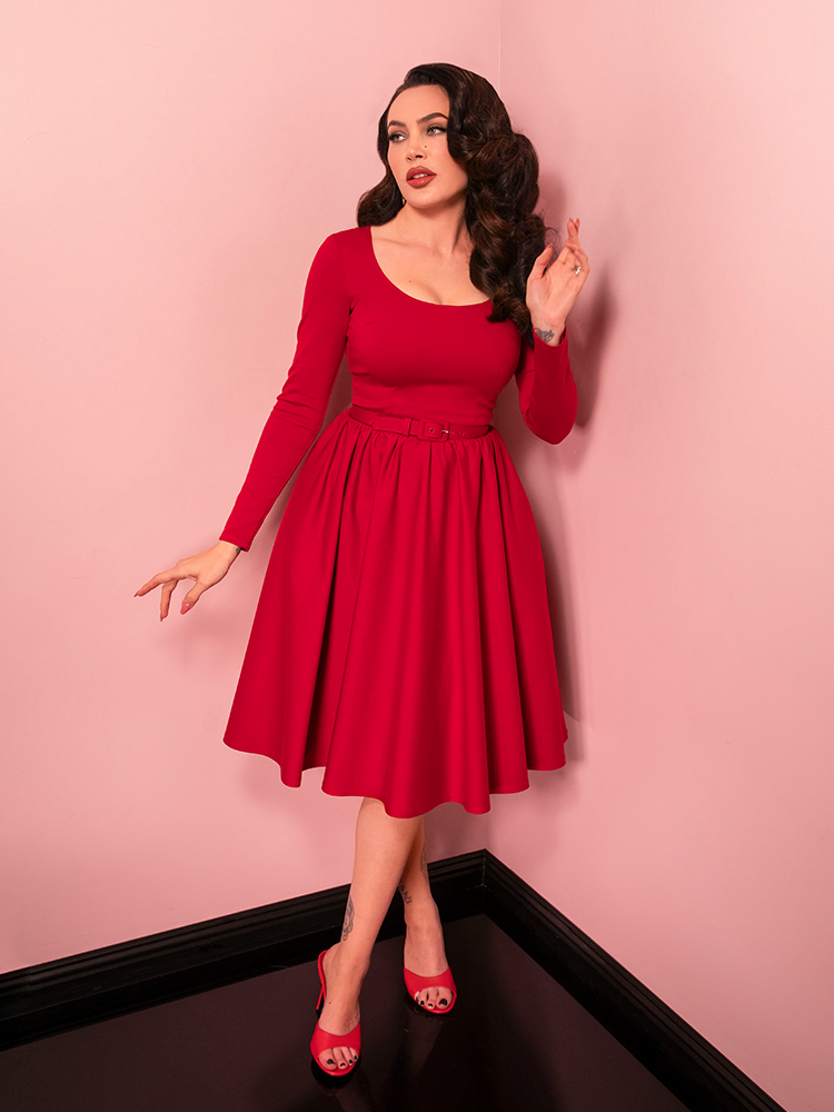 PRE-ORDER - Troublemaker Swing Dress in Red - Vixen by Micheline Pitt