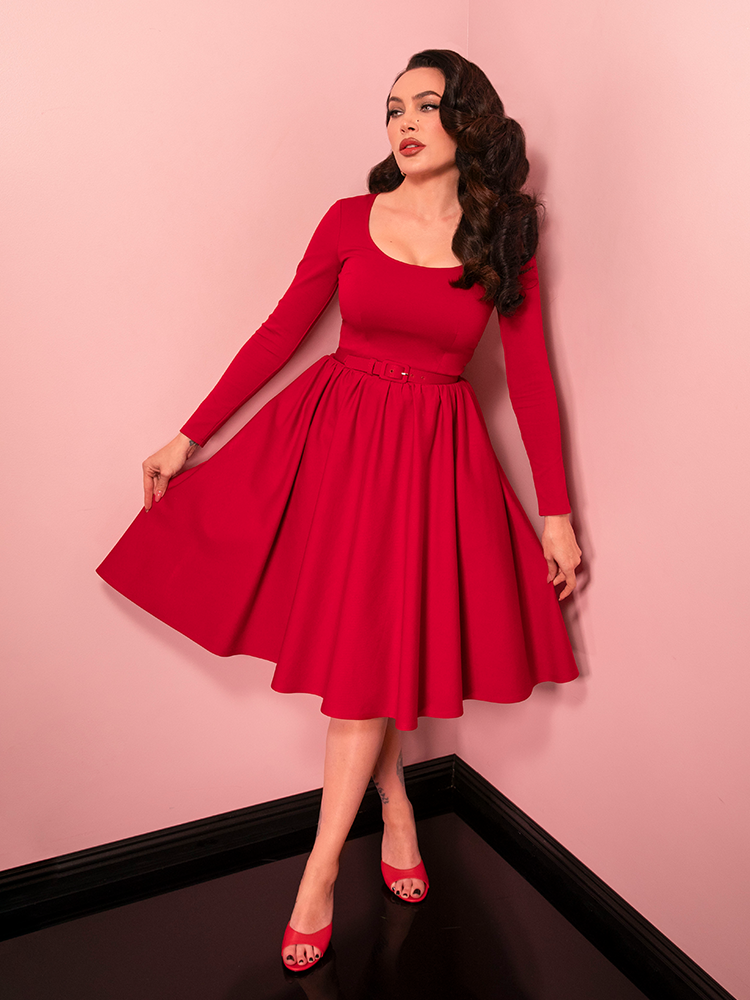 PRE-ORDER - Troublemaker Swing Dress in Red - Vixen by Micheline Pitt