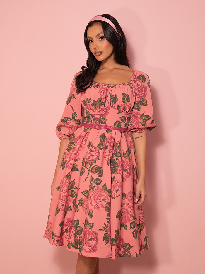 Vacation Dress in Vintage Blush Pink Roses - Vixen by Micheline Pitt