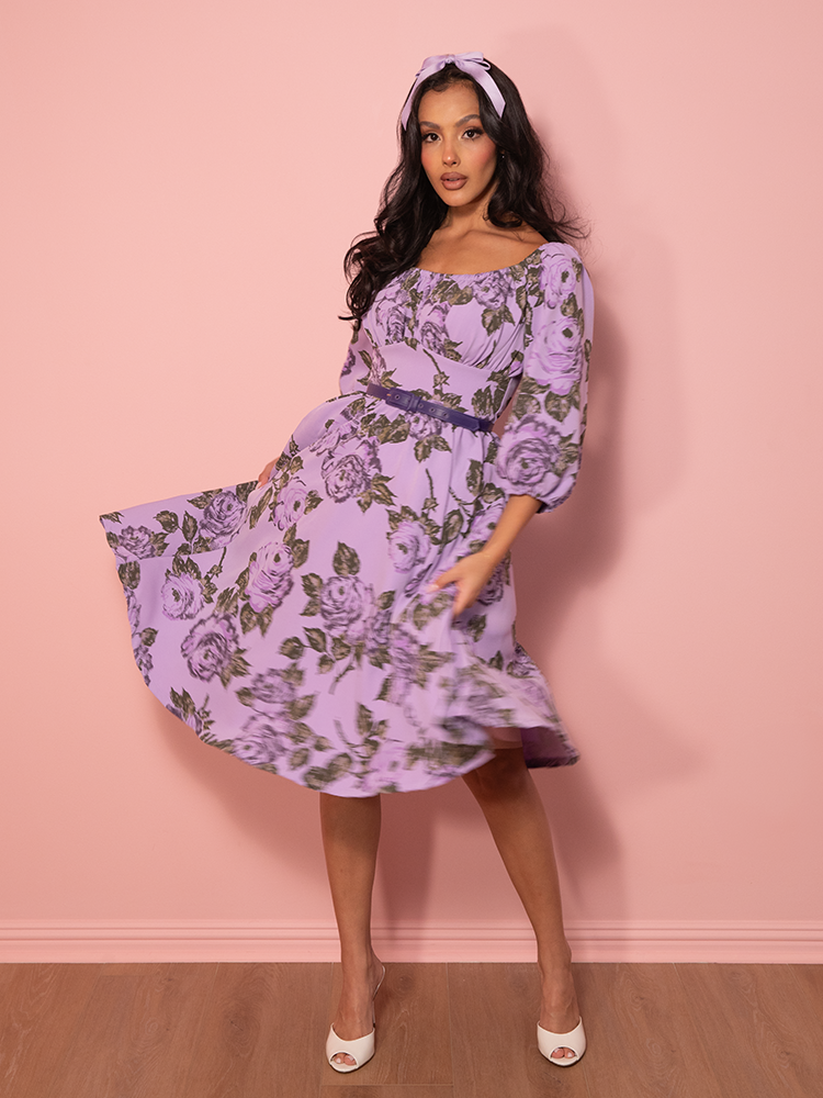 PRE-ORDER - Vacation Dress in Vintage Purple Roses - Vixen by Micheline Pitt