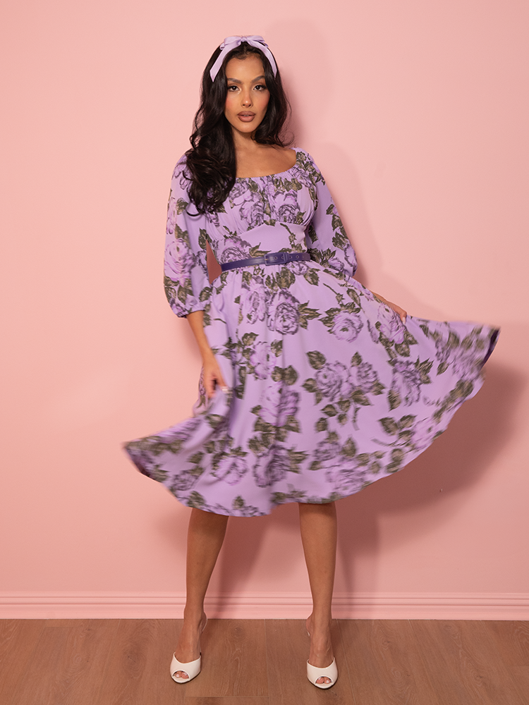 PRE-ORDER - Vacation Dress in Vintage Purple Roses - Vixen by Micheline Pitt