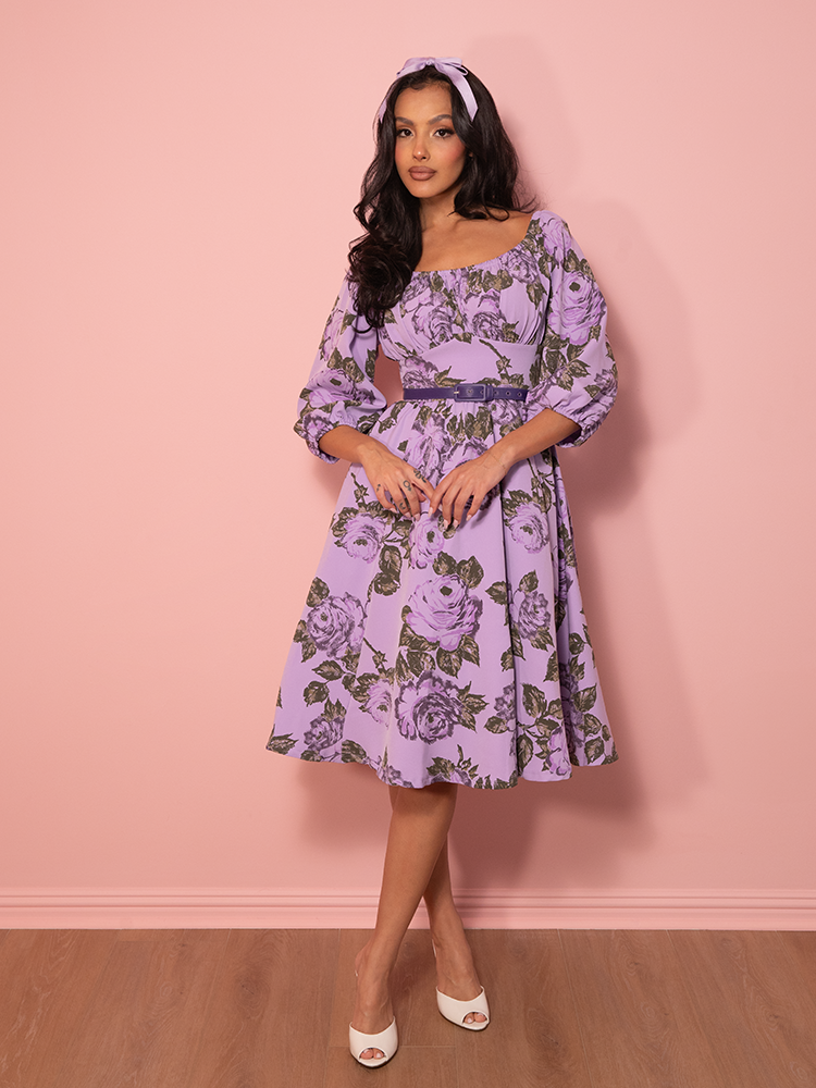 PRE-ORDER - Vacation Dress in Vintage Purple Roses - Vixen by Micheline Pitt