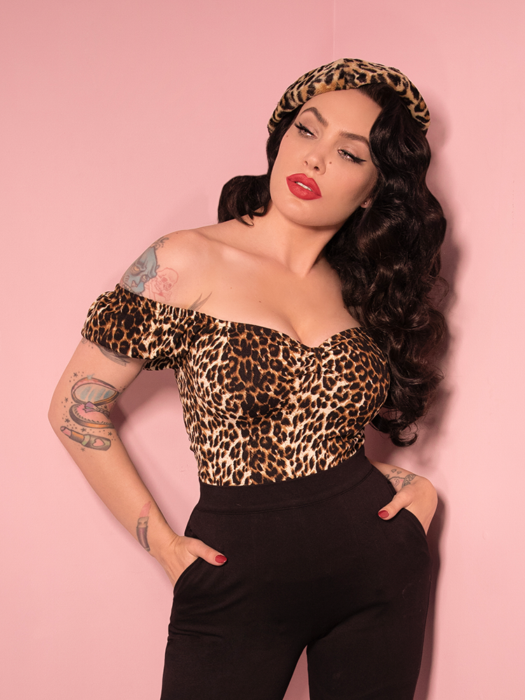 Powder Puff Top in Wild Leopard Print | Retro Style Clothing – Vixen by ...