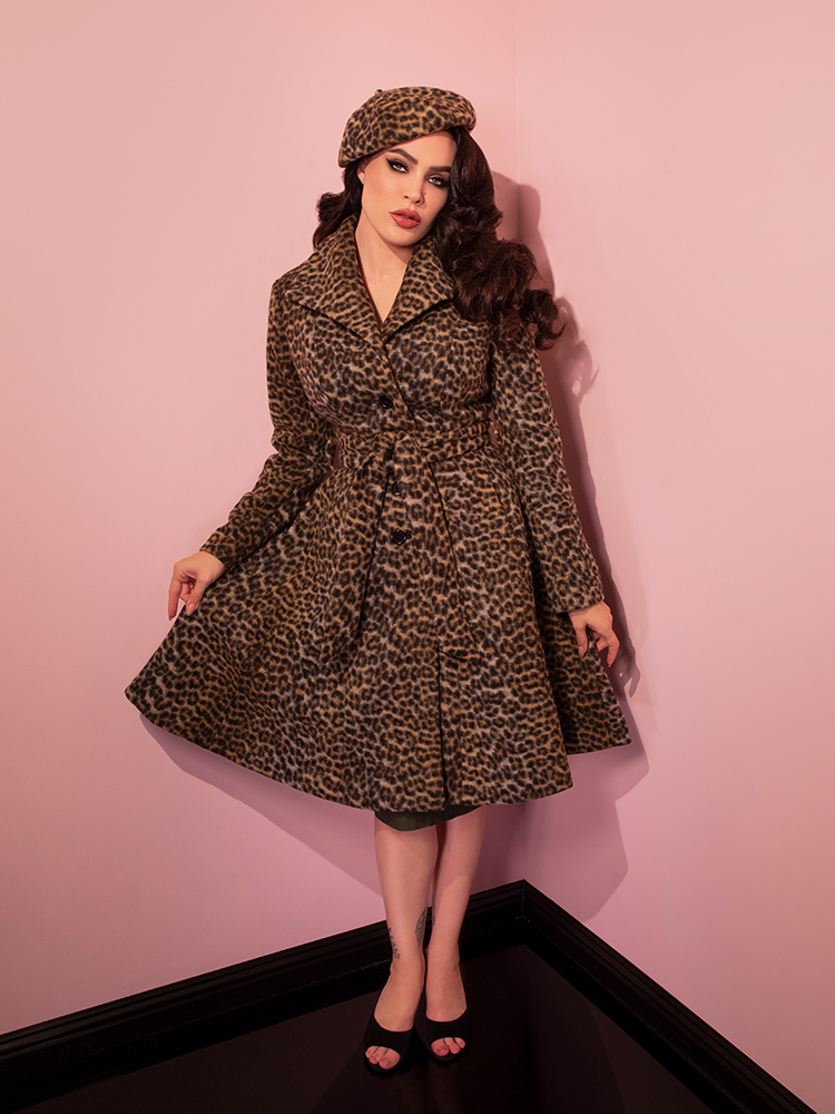 Starlet Swing Coat in Leopard Print  Retro Inspired Clothing – Vixen by Micheline  Pitt