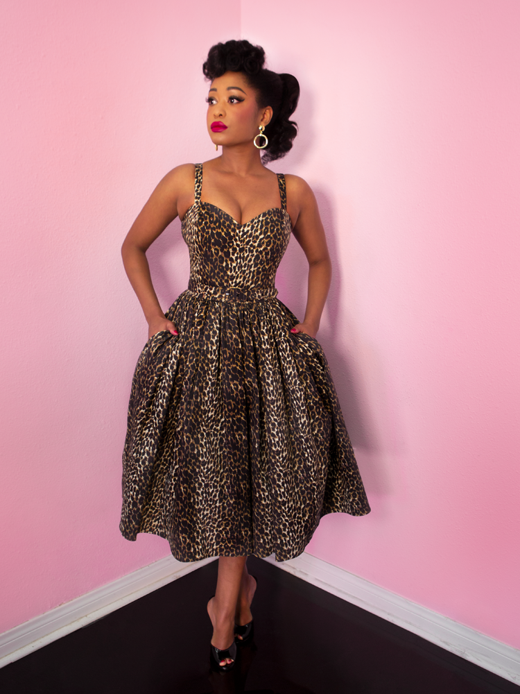 by Dress Micheline Vintage Dress – in | Swing Vixen Sweetheart Wild Pitt Leopard Print